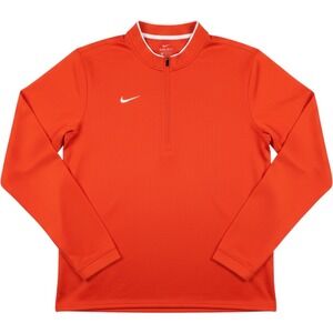 Nike 1/4 Zip Pullover Mens Large Dri-FIT Long Sleeve Mock Neck Orange